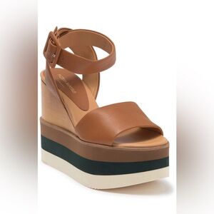 Paloma Barcelo Demi Leather Wedge Sandal in Cuir Worn 3 Times